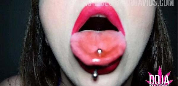  Big Stretched Pierced Tongue Mouth Fetish Popsicle Tease